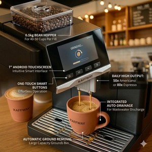 Machine à <span class=keywords><strong>café</strong></span> expresso entièrement automatique M1, pour la maison et le bureau, intelligente, WiFi, broyeur intégré, 19 bars, écran tactile, double chaudière, en acier inoxydable - Product Image 2