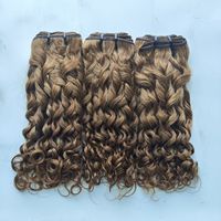 Lots de Cheveux Humains Bouclés Pixie 10A, Double Trame, Cheveux Vierges, 14 Pouces, Couleur 27 #   pour femmes