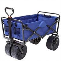 Chariot utilitaire pliable à quatre roues, chariot de camping, chariot à roulettes, cadre en acier, tissu Oxford, transport pour la plage et le jardin