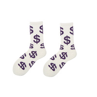 Vente en gros de chaussettes pour hommes, mode et décontractées, à porter au quotidien, avec un motif amusant en forme de dollar