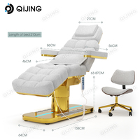 Table de massage électrique moderne pour salon de beauté, lit de luxe avec base dorée réglable, lit de spa médical et cosmétique