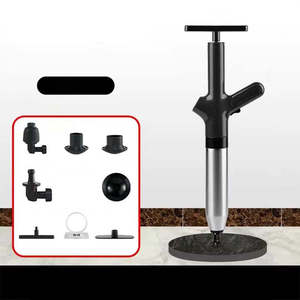 Potente émbolo de inodoro de acero inoxidable, juego de herramientas de desatascador de drenaje de aire neumático de alta presión, herramienta de desbloqueo de limpieza del hogar - Product Image 6