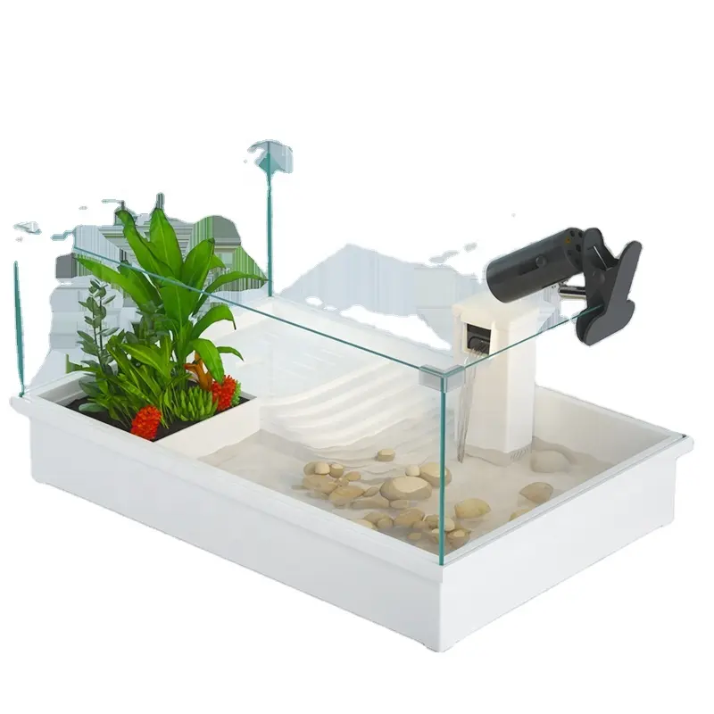 2023 nuovo design grande paesaggio Eco-tank scatola di allevamento di rettili casa serbatoio di tartaruga anfibia combinato in vetro