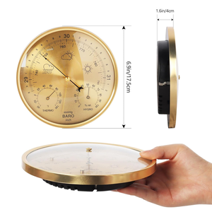 3-в-1 всесезонный настенный термометр, барометр, гигрометр | Точная метеостанция, золото 180 мм - Product Image 3
