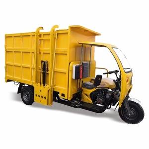 Camion poubelle jaune à trois roues, 6 mètres cubes, auto-chargeant et auto-déchargant, à essence, pour la collecte des déchets municipaux - Product Image 1