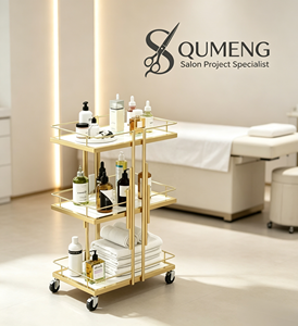 Chariot de Salon de Beauté Z Beauty Nouveau Design à 3 Niveaux, Chariot de Pédicure et Spa pour Salon de Manucure, Chariot de Beauté Doré avec Roues Verrouillables - Product Image 1