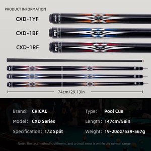 Taco de Billar de Alta Calidad de Fibra de Carbono y Arce <span class=keywords><strong>CRICAL</strong></span> CL-CXD-1 12.5mm 3/8x8 con Unión Radial y Diseño Ligero de 1/2 Pieza - Product Image 6