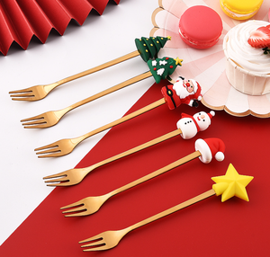 Juego de Cubiertos de Acero Inoxidable para Fiestas, 6 Cucharas Decorativas con Baño de Oro y Diseño de Dibujos Animados, 4 Piezas/Juego, Ecológicos - Product Image 3