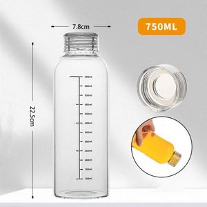 Bouteilles d'eau transparentes modernes avec couvercles, 17 oz, en verre, pour jus, bureau, salles de sport, cafés, promotion des salles de sport - Product Image 2