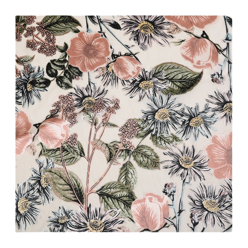 High fashion nylon viscose silk burn out floral silk fabric for dress and pajamas