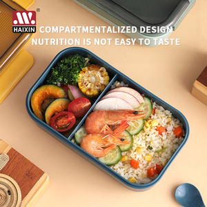 Haixin Nhựa 1100Ml Một Lớp Hai Khoang <span class=keywords><strong>Bento</strong></span> Hộp Hình Chữ Nhật Hộp Ăn Trưa Không Khí Chặt Chẽ Hộp Ăn Trưa Với Nĩa Và Muỗng - Product Image 5