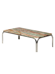 Tavolino da Caffè Rettangolare in Stile Italiano Nordico Minimalista, con Telaio in Metallo e Marmo Naturale Blu Antico, per Soggiorno - Product Image 5