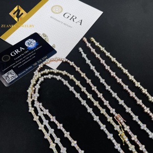 Bijoux Hip Hop Iced Out <span class=keywords><strong>en</strong></span> Argent 925, <span class=keywords><strong>Croix</strong></span> de 3 mm et 4 mm avec Chaîne Tennis <span class=keywords><strong>en</strong></span> Argent 925, Moissanite VVS pour Hommes et Femmes - Product Image 3