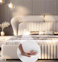 Lit double king size moderne en cuir de luxe, design italien, pour chambre principale, 1,8 m, rembourré.