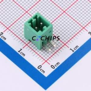 MX2EDGR-2.5-02P-GN01-Cu-A Plug-in Terminal Block Bent Lead Through Hole,P=2.5mm Board-to-Board / Socket Closed 1x2P 2.5mm Green - Product Image 1