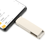 WORTHSPARK MU1112 128g 256g 512g USB 3.0 3.1 OTG Flash Drive Logam untuk Ponsel 200mb/s Perak Garansi 3 Tahun