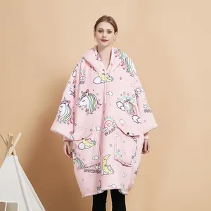Super confortable de luxe surdimensionné flanelle Sherpa polaire Extra large femmes vêtements de nuit pour noël couverture à capuche Offre Spéciale