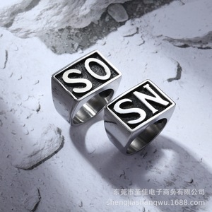 Men's <b>Titanium</b> Steel <b>Ring</b> SN Letter Design Fashionable Bold Simple Business <b>Ring</b> SA724 Gift Jewelry - Product Image 3
