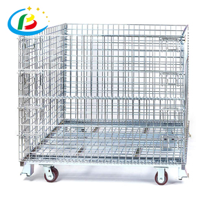 Di động có thể gập lại dây thép mạ kẽm lưới container đóng mở Pallet Lồng cho kho lưu trữ hàng hóa đóng mở kho - Product Image 1