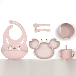 Plato de Alimentación para Bebés con Ventosa, Material de Grado Alimenticio, Plato Dividido con Diseño de Animales, Babero para Bebé - Product Image 6