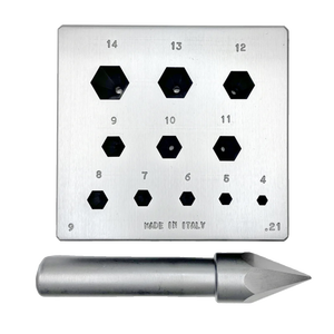 Ensemble de blocs de façonnage en métal italien OMO, rond, cinq côtés, 4-14 mm, outil de façonnage à 11 trous, modèle # 8/A MOLDS - Product Image 1