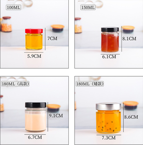 Vente en gros de petits <span class=keywords><strong>pots</strong></span> ronds de stockage de <span class=keywords><strong>confiture</strong></span> en verre 100ml-500ml <span class=keywords><strong>pots</strong></span> en verre alimentaire en verre avec couvercle de couleur personnalisé étiquette OEM - Product Image 5