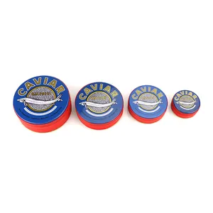 Luxury Round Tin Containers Custom Logo Caviar Packaging Tins Made Of Tinplate With Gold Oil For Food Storage And Packing