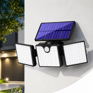 Lampes solaires d'extérieur 266 LED, 3 têtes, détecteur de mouvement, lumière de sécurité, IP65, étanche, projecteur mural réglable pour allée, garage - Product Image 1