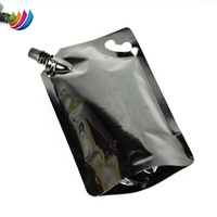 Grande pochette de recharge 1L debout personnalisée sac de pochette à bec noir liquide avec poignée vente en gros