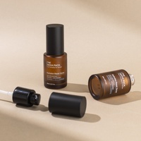 Bouteilles de pompe de traitement pour les soins de la peau 30ml 50ml 60ml Bouteille en verre dépoli ambré de luxe Pompe à sérum pour le visage noir mat avec boîte