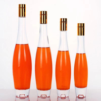 Bouteille de vin en verre à fond épais de forme ronde transparente de haute qualité 175ml 275ml 375ml 500ml avec bouchon à vis ou bouchon en caoutchouc
