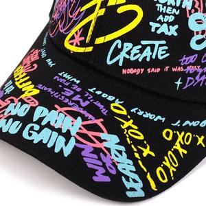 Topi bisbol kualitas tinggi, topi Baseball warna polos katun Graffiti bercetak Hip Hop - Product Image 5