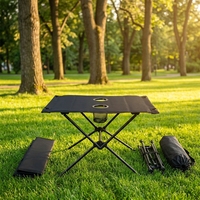 Table pliante de camping en acier, portable, pour pique-nique en plein air, pêche, plage, fabrication directe d'usine