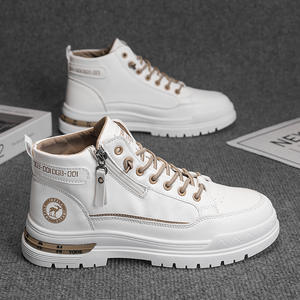 Botas de Cuero 2026 para Hombre, Botas de Trabajo Casuales de Moda para Primavera-Otoño, Botas Deportivas de Caña Alta con Cremallera Lateral Resistentes al Desgaste - Product Image 2