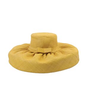 New Spring/summer European American-style Fashionable Vintage Yellow Raffia Wide-brimmed Silk Screen Printed Adjustable Hat - Product Image 1
