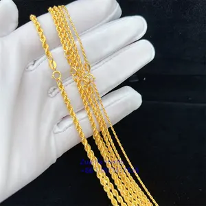 Massiver reiner 18 Karat Gelbgold Herren schmuck AU750 Twisted Rope Chain Fit für Gold Letters Anhänger Choker Halskette
