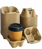 Plateau jetable pour café, lait, thé à emporter, porte-gobelet individuel en pulpe