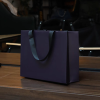Tas Belanja Kertas Kraft Tebal Kapasitas Besar OEM dengan Tali Pegangan Katun Twill Lebar, Tas Kertas Kerajinan dengan Pegangan Hitam yang Diperkuat