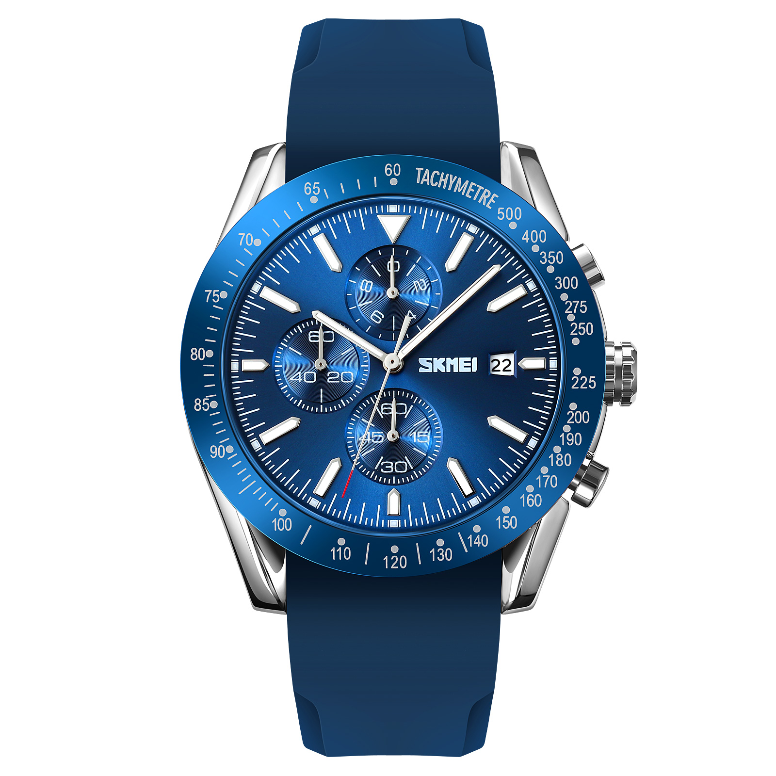 Argent/bleu-bracelet silicone