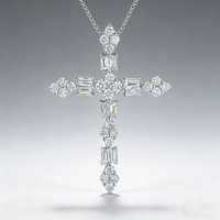 Collier pendentif chaîne de pull classique unisexe de luxe en argent personnalisé plaqué or 14 carats avec diamant de laboratoire de qualité VS, idéal pour cadeau de fiançailles