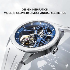 Montre Tourbillon Originale AGELOCER, Lunette en Céramique et Diamants, Montre Mécanique Manuelle Squelette de Luxe pour Hommes, Cadeau d'Anniversaire pour Hommes - Product Image 2