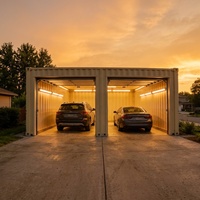 Garage préfabriqué résistant aux intempéries, unité de stockage de voitures en métal insonorisée avec système électrique préinstallé complet