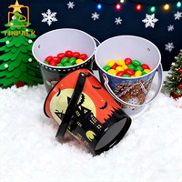 Petit seau en étain avec poignée pour paquet de bonbons chocolats Noël Halloween Candy Tin Container avec couvercle Tin Toys for Kids