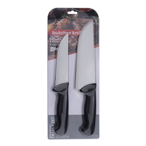 Ensemble de 2 couteaux de cuisine en acier inoxydable durable, manches en plastique ambidextres modernes, finition polie, couteau de <span class=keywords><strong>chef</strong></span> multi-usages - Product Image 1