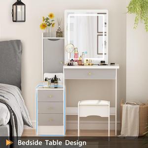 Toletta PHOENIX casa moderna semplice camera da letto in legno Vanity l <span class=keywords><strong>stile</strong></span> toletta <span class=keywords><strong>con</strong></span> LED specchio illuminato per la casa - Product Image 5