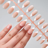 15 Tailles Nouveaux Ongles à Presser Semi-Finis Amande Givrés French Manucure Bandes Nude pour Sculpture d'Ongles Gel Pré-Appliqué