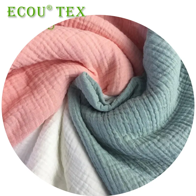 100% organic cotton crinkled muslin fabric 40s dye fabric