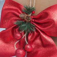 Ruban de Noël brillant en forme de papillon en acorn rose doré, prêt à l'emploi, pour la décoration de l'arbre de Noël