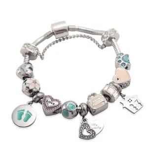 Luxury Washable Stainless Steel DIY Pendant Bangles Chain Beads Romantic Zircon Chain Bracelet Jewelry Accessories