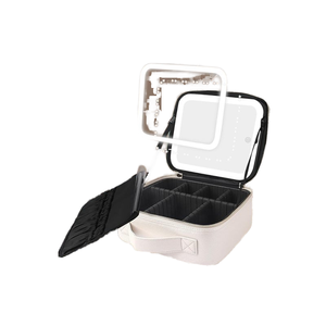 Gran capacidad de moda portátil artista almacenamiento maquillaje bolsa espejo luz cierre abierto viaje cosmético tren caso organizador - Product Image 4